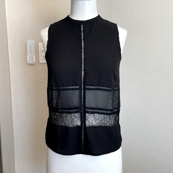 BCBGeneration Black Back Lace Sleeveless Top - Picture 1 of 7